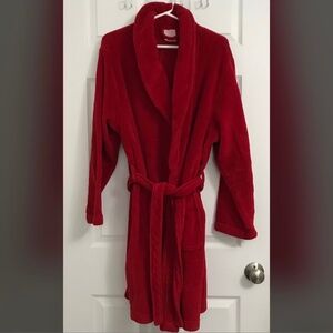 Seven Apparel Intimates Red Long Sleeve Bath Robe Soft XL Pockets Waist Tie Belt